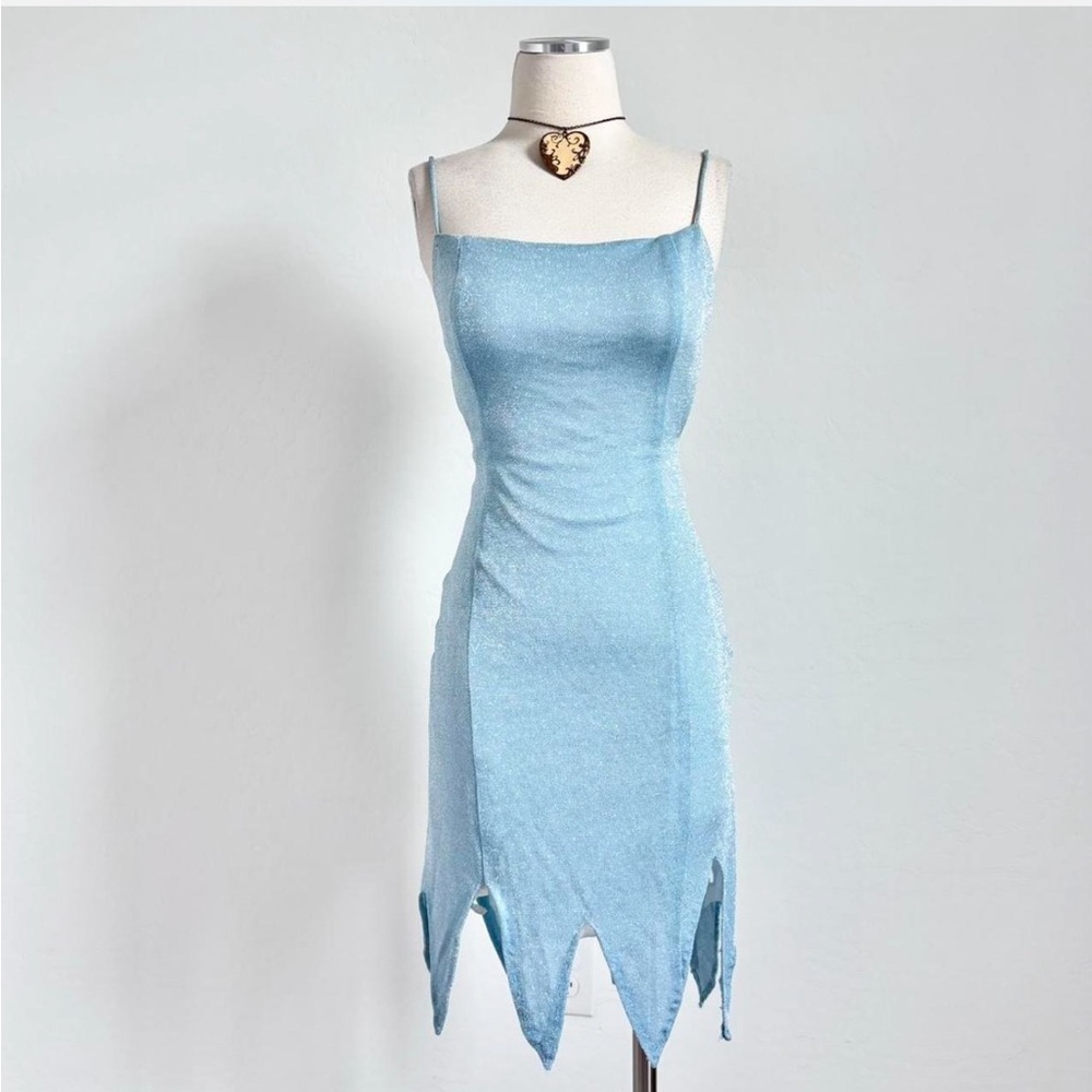 Sparkly Light Blue Spaghetti Strap Fairy Dress